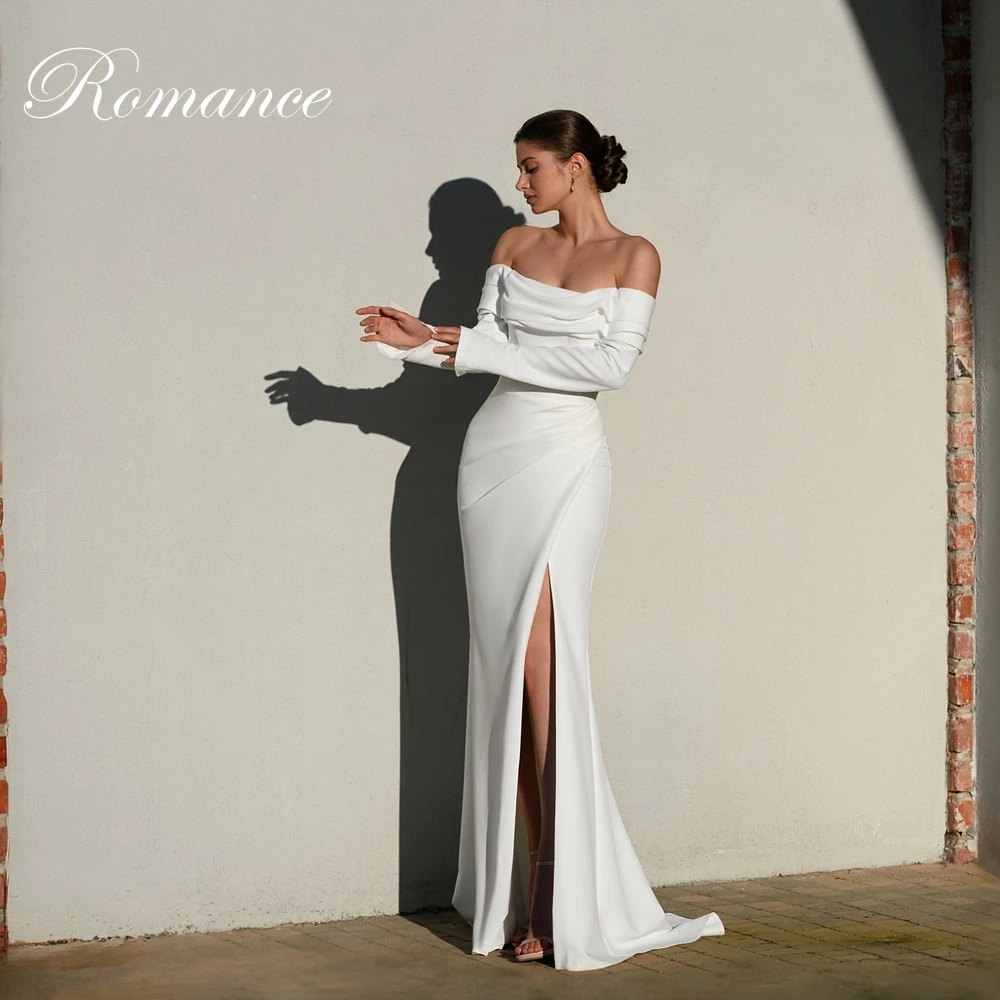 Clássico plissado sereia vestido de casamento sem alças aberto volta manga longa rendas trem varredura vestido de noiva vestidos de novia personalizado