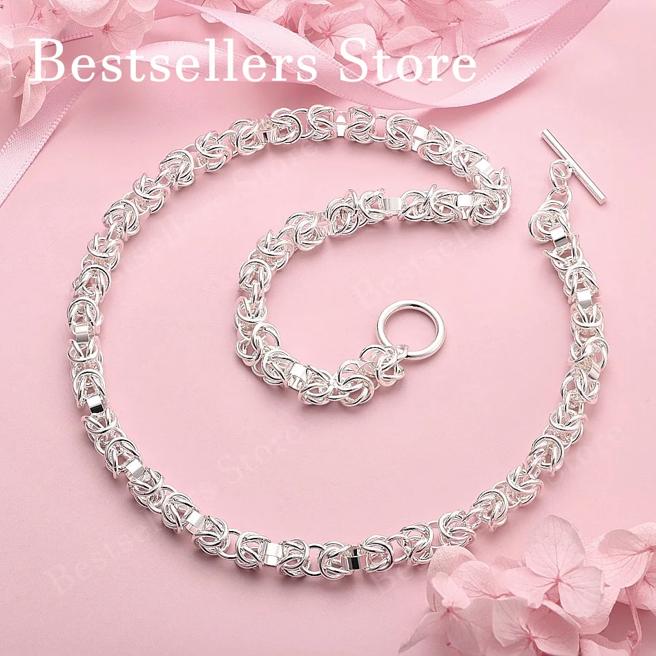 925 Sterling Silver Exquisite Braided Necklace Men Women Fashion Party Engagement Accessories