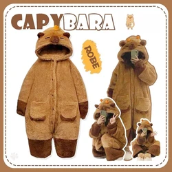 Women Pajamas Lovely Capybara Robe Girls Homewear Anime Onesie for Adults Coral Fleece Warm Pajams Friend Party Holiday Jumpsuit