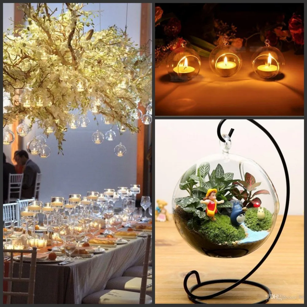 

8cm 10cm 12cm 15cm Hanging Glass Vase Succulent Air Planter Terrariums Wedding Tealight Holders For Wedding Home Decor