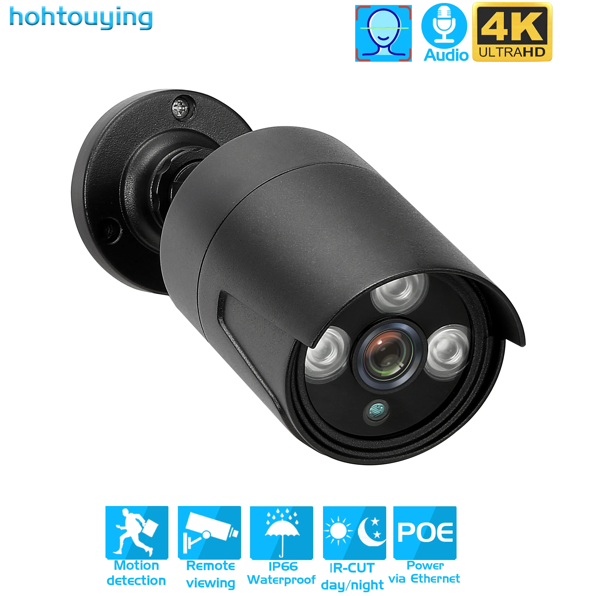 xmeye cctv camera com deteccao de rosto seguranca domestica ao ar livre gravacao de video e audio ip66 a prova dagua 4mp 5mp 8mp 4k 8mp poe 01