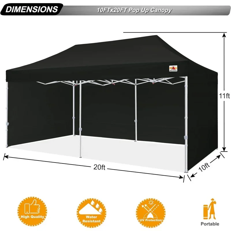 Premium Canopy Tent Commercial Instant Shade 10x20 Premium-Series, Black