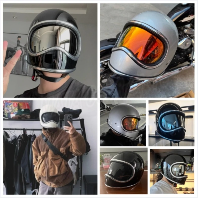 HOT Korea Japan Style Moto Helmet Fiberglass Shell Moto Helmet DAVID 2 Series Rider Gears Vintage Capacetes Cascos Para Moto