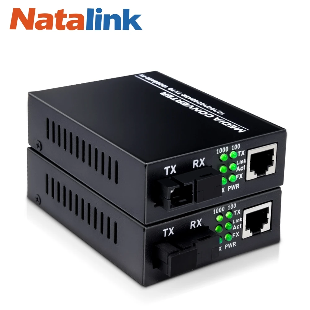 

Natalink A Pair SFP+ Fiber Media Converter SC Single Mode BiDi Fiber to 10/100/1000M Gigabit RJ45 Ethernet Converter Transceiver