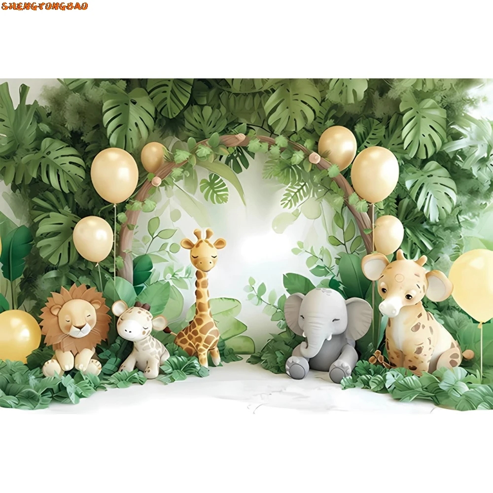 Arrière-Plan pour Photographie d'Animaux de la Jungle, Décor de ixpour Premier Anniversaire de Bébé, Portrait de Nouveau-Né, Accessoires de Studio Photo