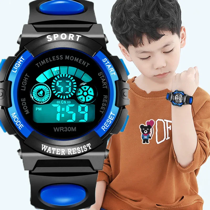 Sport Watches Silicone Strap Waterproof LED Digital Watch For Kids Children Student Girl Boy Multicolor Wristwatch Clock