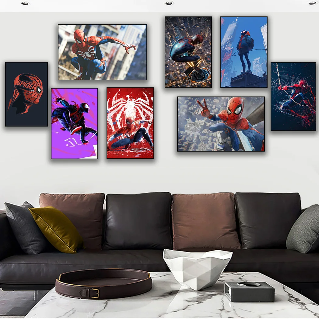

MINISO Marvel Superhero SpiderMan Movie Wall Art Poster Canvas Paintings for Personalized Home Decor The Best Gifts for Children