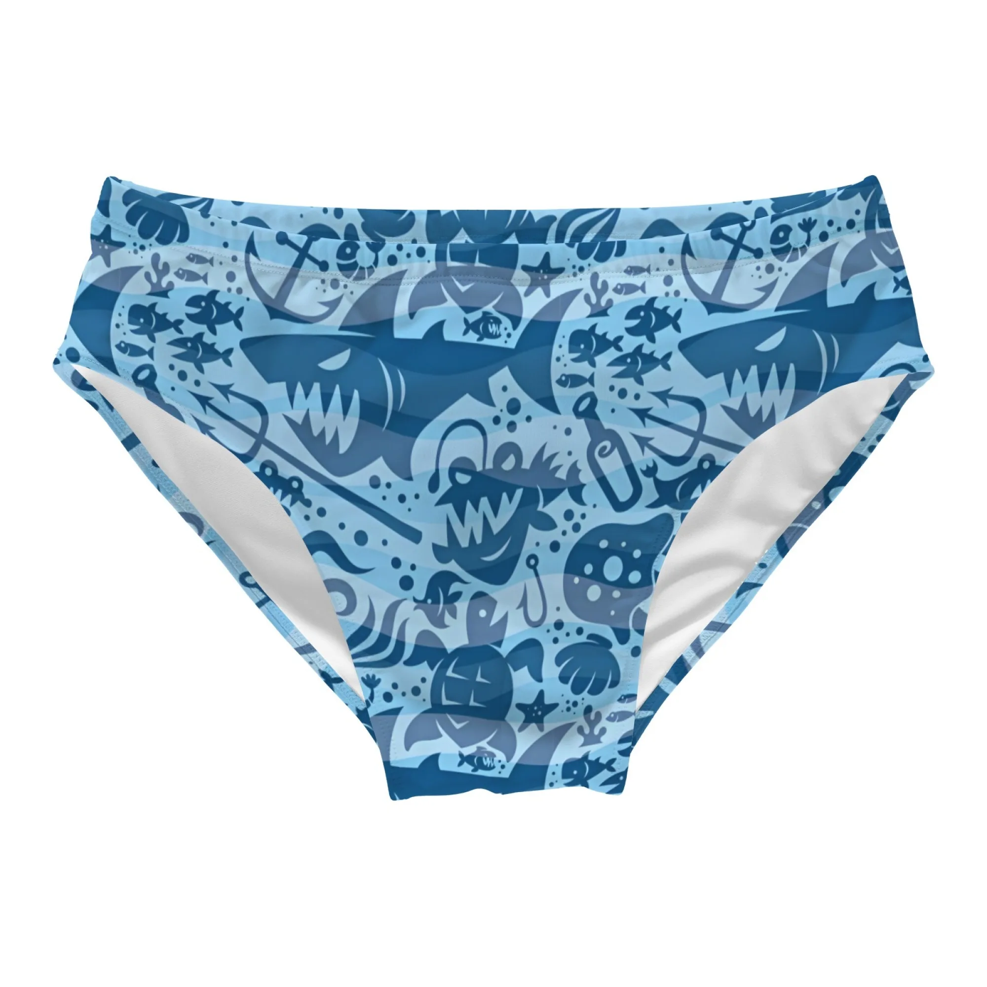 Cartoon Marine Life Swim Trunks Stretchy Soft Skin-friendly Men's Triangle Trunks Beach Carnival Swim Bathing Fashion Swimsuit