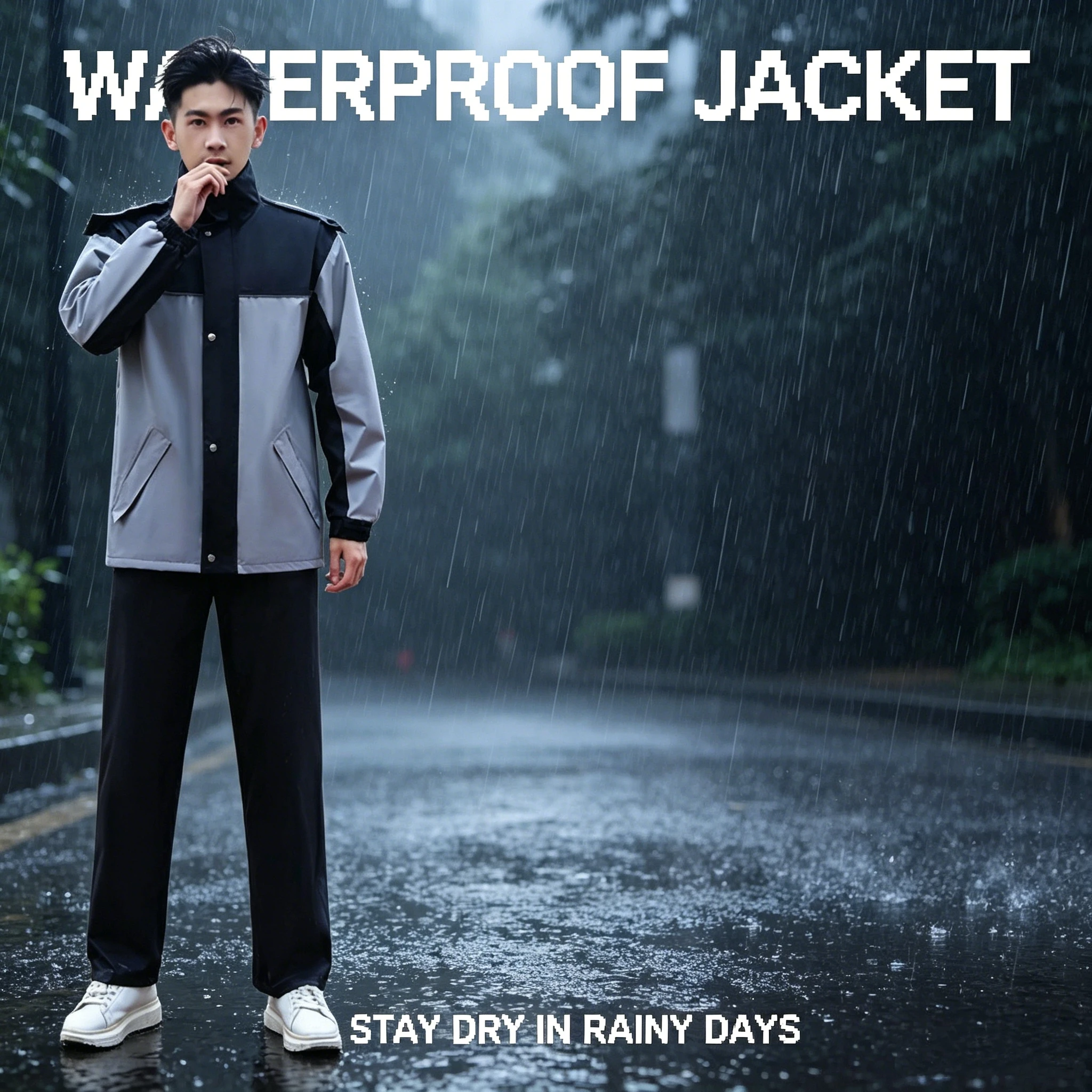 Hooded anti storm raincoat Special for riders Breathable raincoat with reflective strip Split raincoat