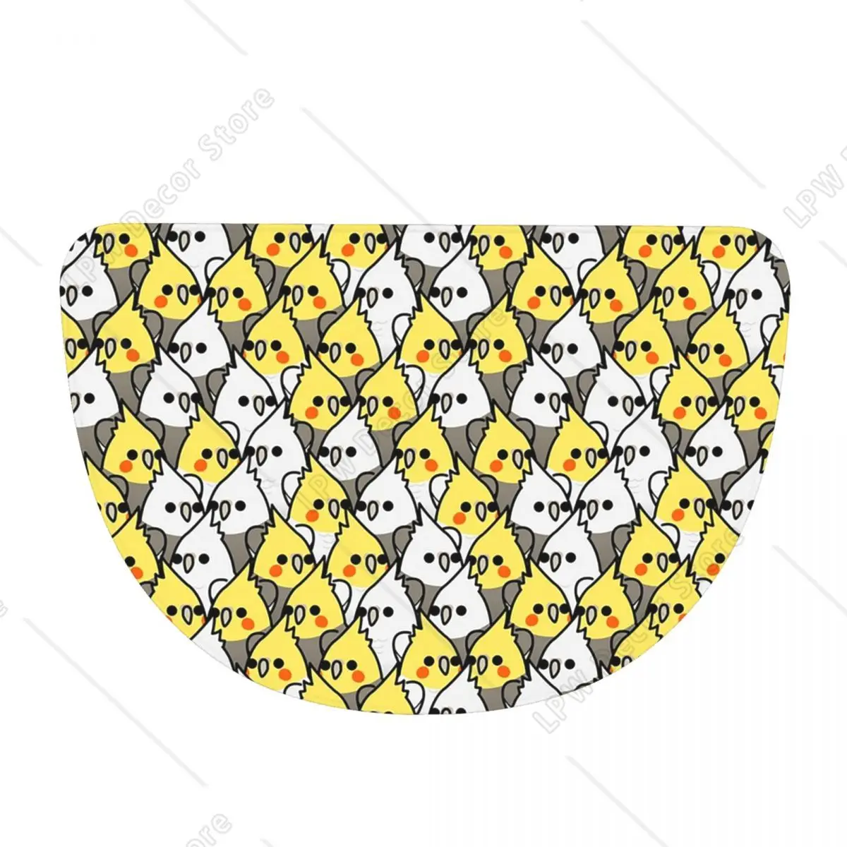 Pet Birds Cute Cockatiel Budgie Parrot Soft Flannel Half Round Doormat Non Slip Bathroom Mat Absorbent Floor Carpet Living Room