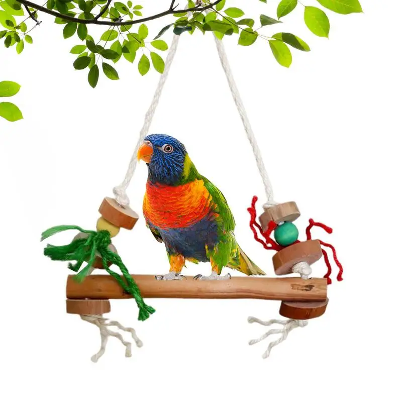 Bird Swing Toy Safe Wooden Bird Perch Toys Practical Parrot Perch Teeth Care Bird Perch Toys For Cockatiels Lovebirds Budgies