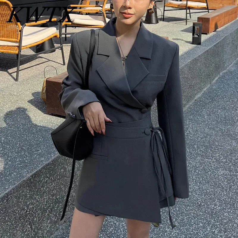 KWTX Layered Design Single-breasted Lapel Long-sleeved Suit Jacket Two-piece Suit For Women 2025 Spring And Summer New