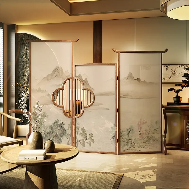 for Song Style Aesthetic Screen Entrance Partition Movable Living Room Tea Room Club Block New Chinese High End Seat Screen