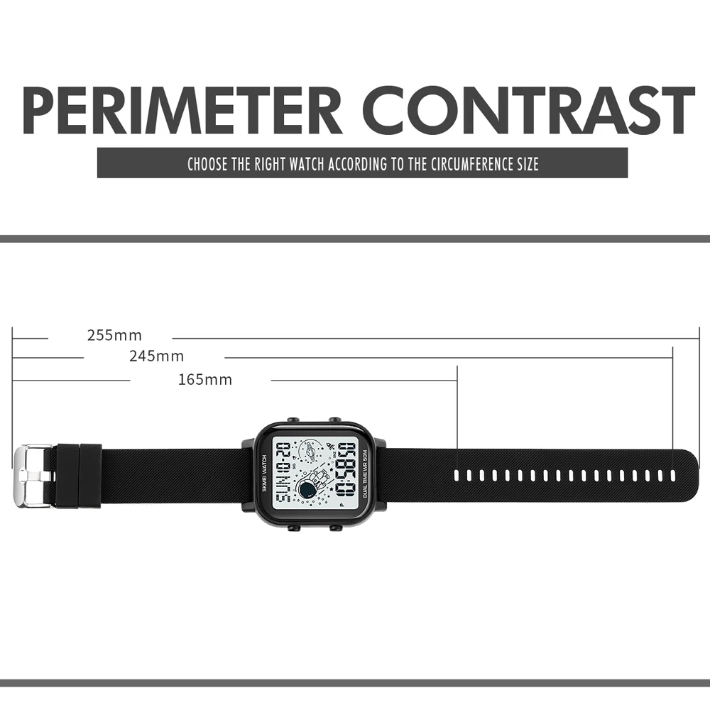 Skmei-男性用電子時計,宇宙飛行士のデザイン,クリエイティブ,正方形のシリコンブレスレット,デジタル,防水,男性用