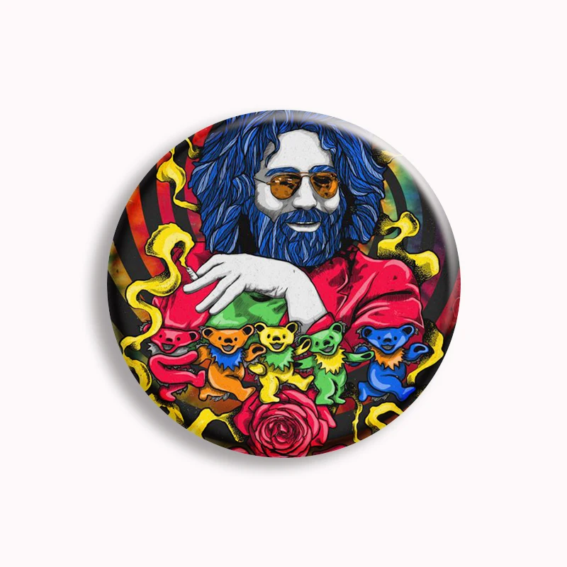 Psychedelic Grateful Dead Band Soft Button Pin Rock Punk 3d Dancing Bears Aesthetic Classic Brooch Badge Bag Decor Fans Collect