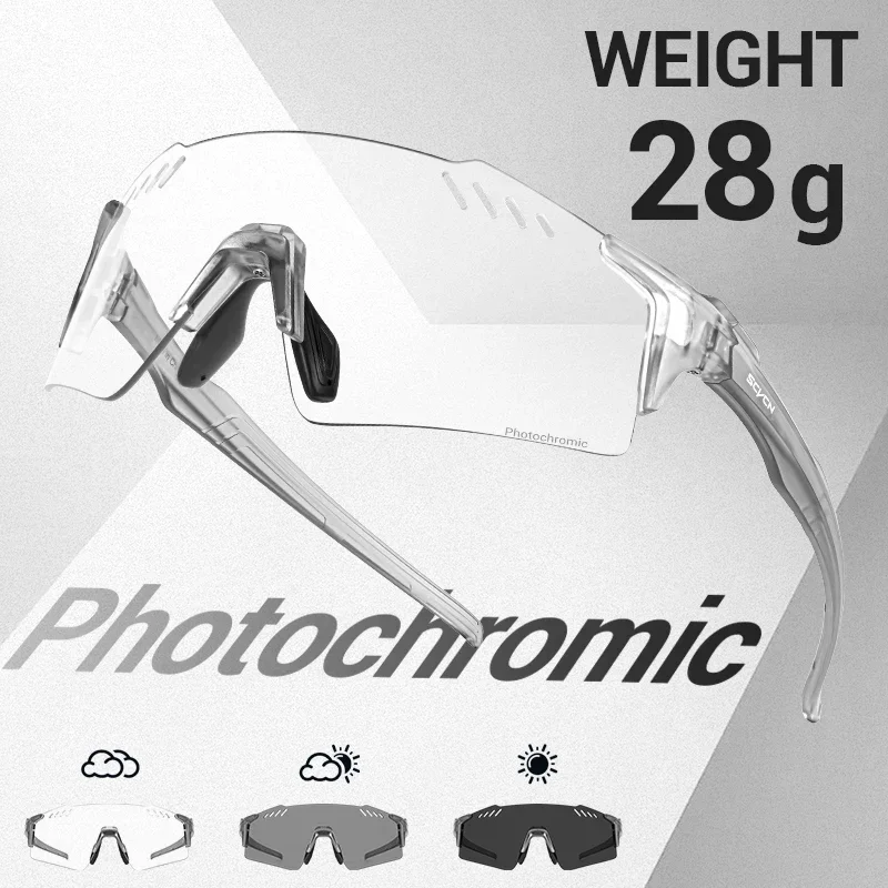 SCVCN UV400 Photochromic Sunglasses Cycling Glasses Sports Men MTB Road Bicycle Eyewear Goggles Night Cycling Eyewear