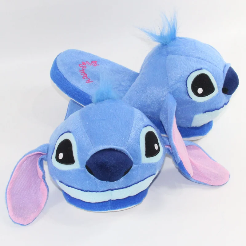 Disney Lilo & Stitch Plush Slippers Anime Figure Stitch Cosplay Shoes Men Women Couple Indoor Home Shoes Winter Warm Slipper