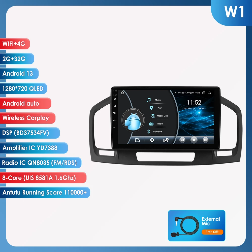 Android 14 Autoradio Voor Buick Regal Opel Insignia 2009-2017 Auto Multimedia GPS Carplay 4G DSP BT 360 Camera Door Snapdragon 6115