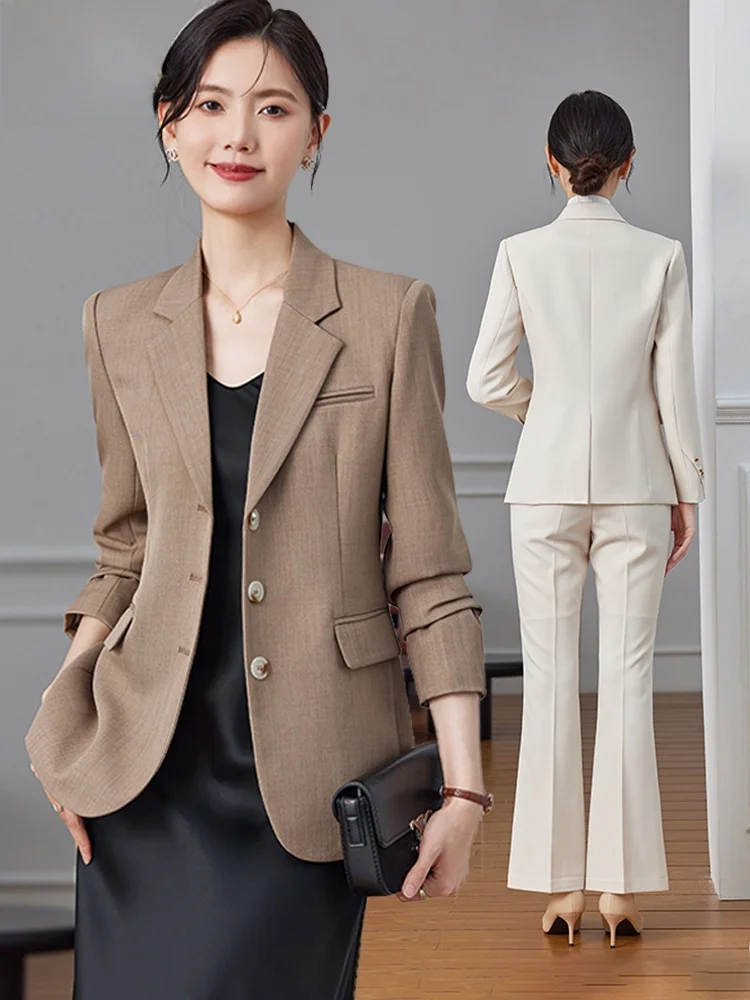 

Fall Commuter Sle Women's Workwear Hotel Manager Casual Ele Small Size Commute Leisure Suit Polyester Fiber Long Sve