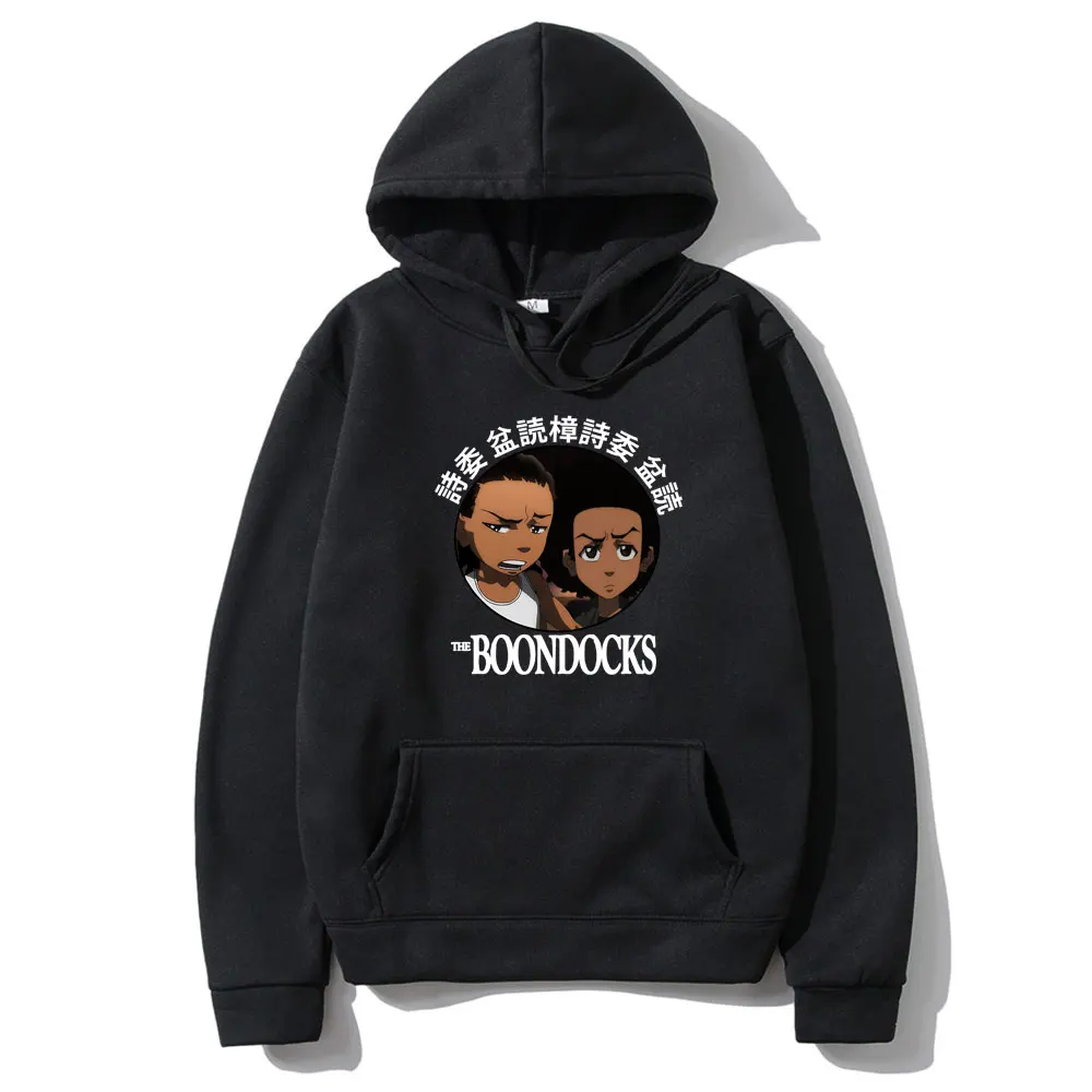 Anime The Boondocks Riley and Huey Freeman Print Hoodie Male Fashion Classic Vintage Sweatshirt Men Women Hip Hop Rock Hoodies