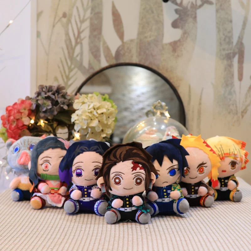 18-20cm Demon Slayer Plush Toys Anime Figure Kamado Tanjirou Zenitsu Inosuke Kamado Nezuko Cute Cartoon Stuffed Dolls Kids Gifts