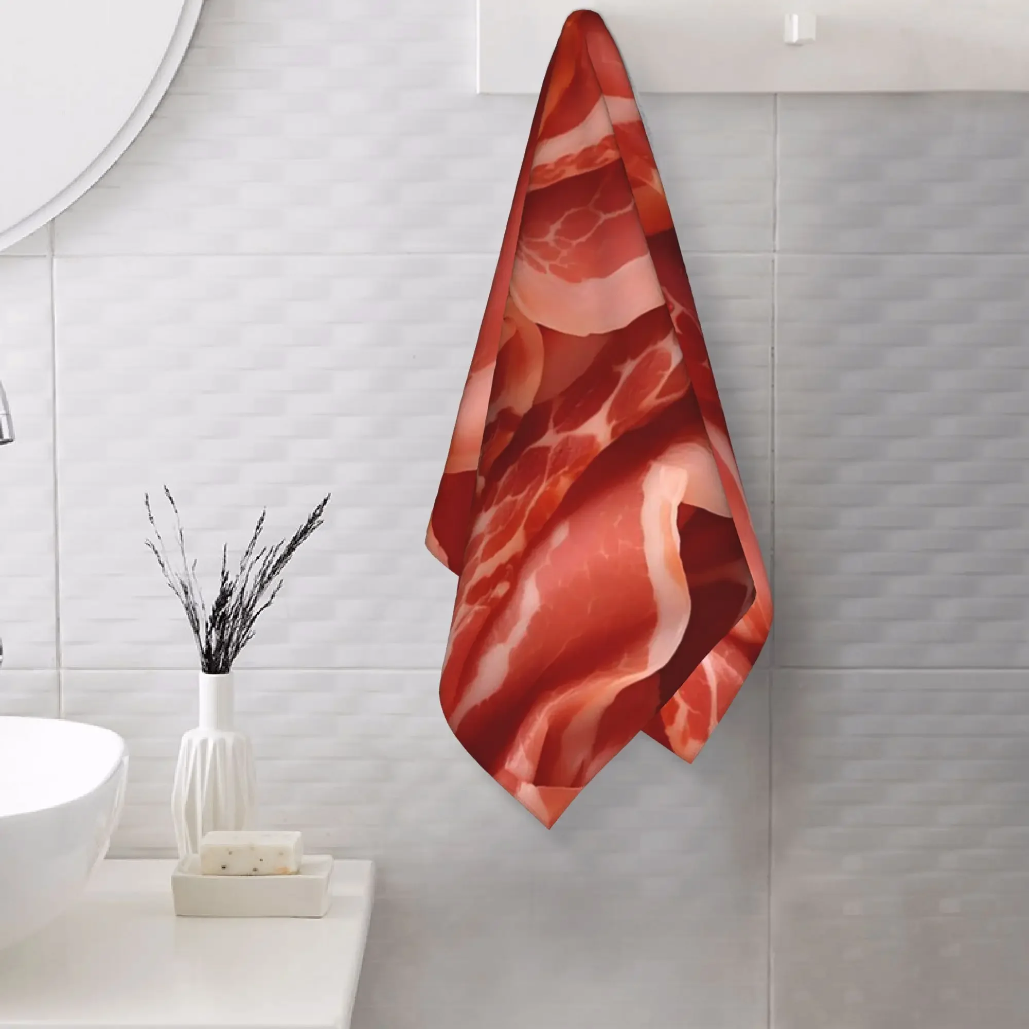 Toalla Facial Suave Estilo Jamón Jamón 1, de Secado Rápido, para Piscina y Baño, de Algodón Absorbente