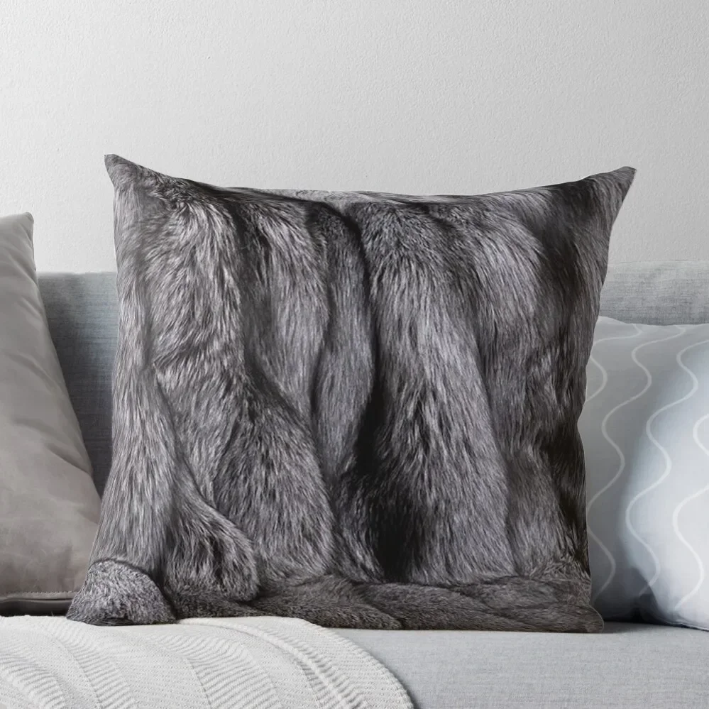 Silver Fox Printed Faux Fur Realistic Image Throw Pillow Elastic Cover For Sofa Christmas Pillow Cases Pillow