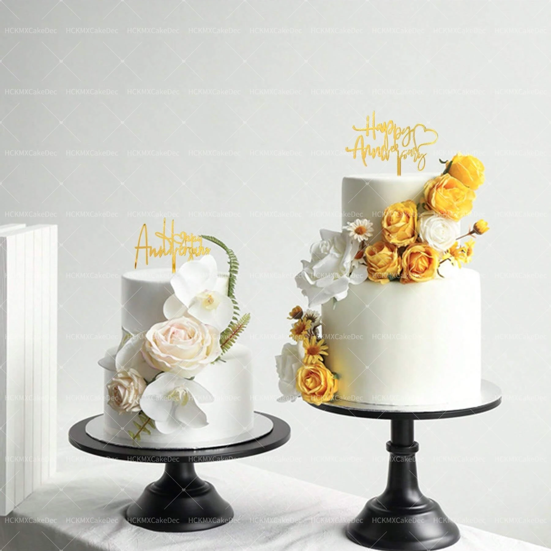 Ins Gold Happy Anniversary Tortenaufsatz für Hochzeitstorte Topper Jubiläumstorte Dekorationszubehör – Detail 2
