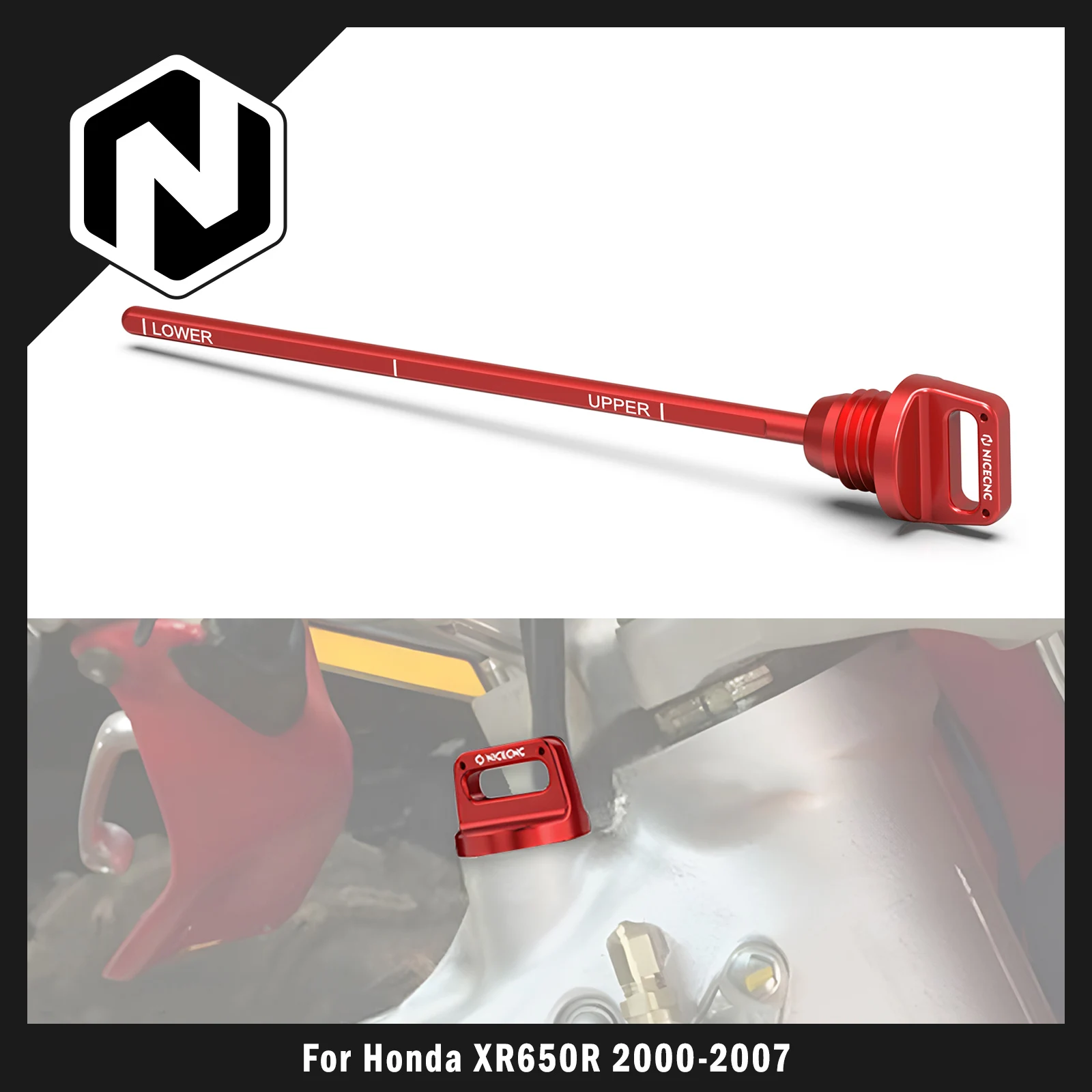 

NICECNC For Honda XR650R XR 650R 2000-2007 Motorcycle Engine Oil Dipstick Stick Plug Aluminum 2006 2005 2004 2003 2002 2001