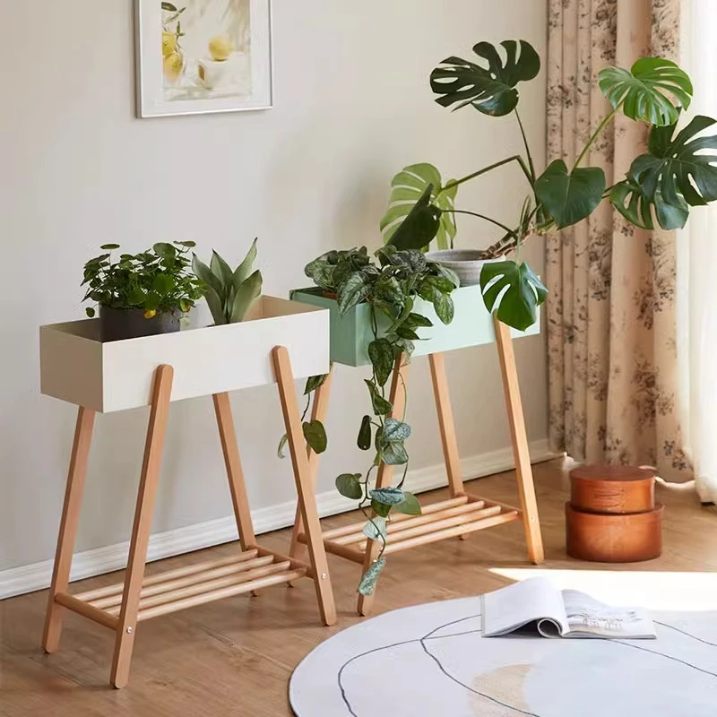 Floor-to-ceiling indoor Japanese-style living room flower pot bracket balcony plant placement rack green dill potted flower rack