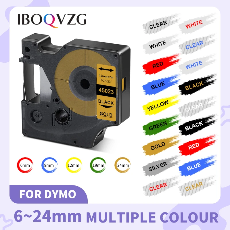 D1 6/9/12/19/24mm Multicolor Label tapes Compatible Dymo D1 Label Tapes 45013 40913 43613 45018 40918 40914 for Dymo LM160 LM280