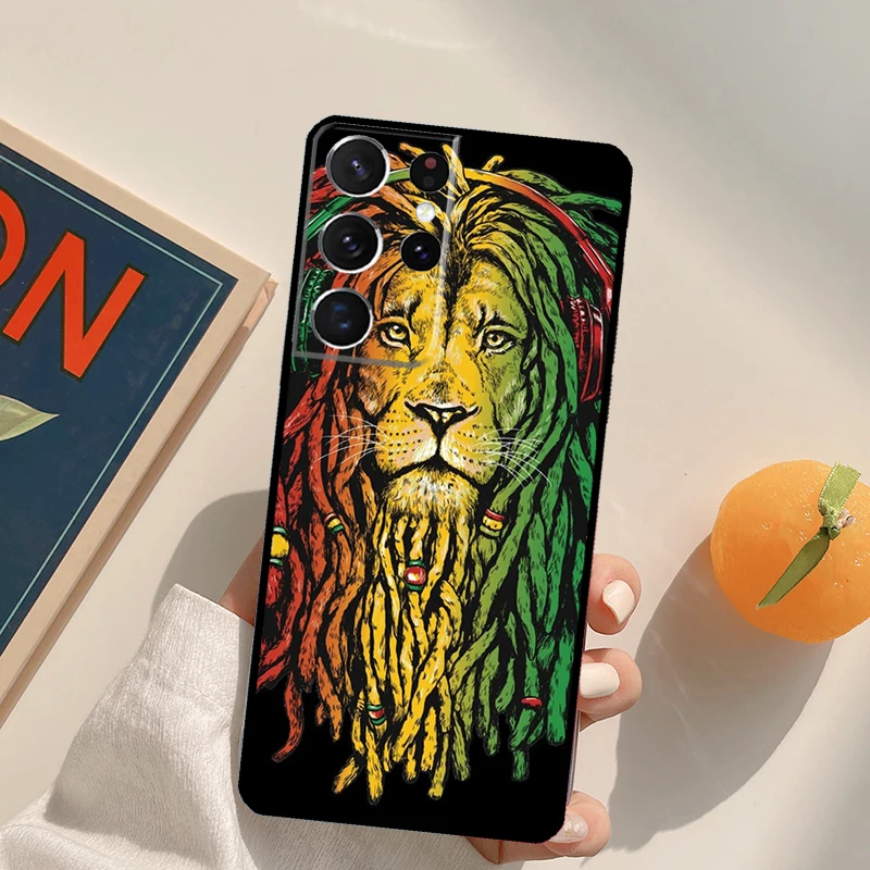 Bob Marley Rasta Lion Phone Case For Samsung Galaxy S20 FE S21 S22 S23 Ultra Note 20 Note 10 S8 S9 S10 Plus Cover