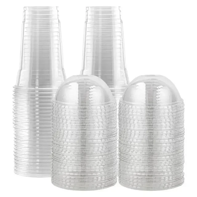 40/50 Stuks 460/600 Ml Wegwerp Transparante Plastic Bekers Melk Thee Sap Koude Drank Smoothie Drank kopjes Met Deksels Voor Takeaway