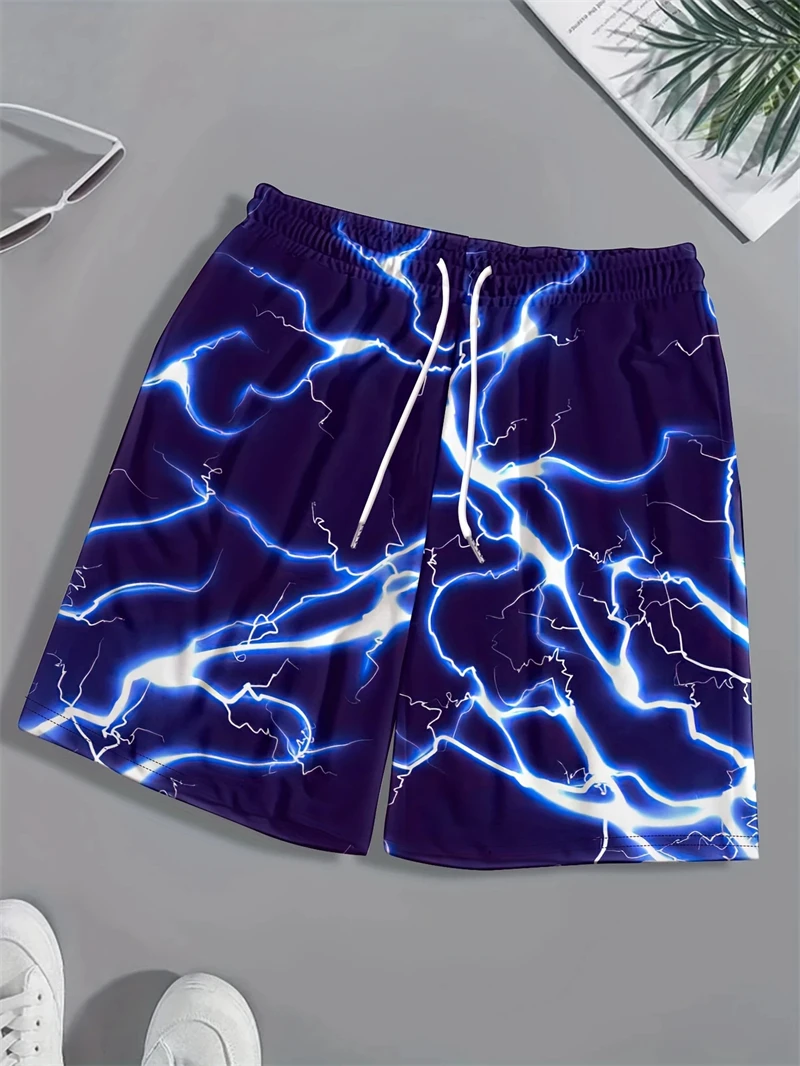 

Summer Fashion Lightning 3D Print Beach Shorts Men Women Oversized Surfing Board Sport Pants Swimsuits Trunks Clothing