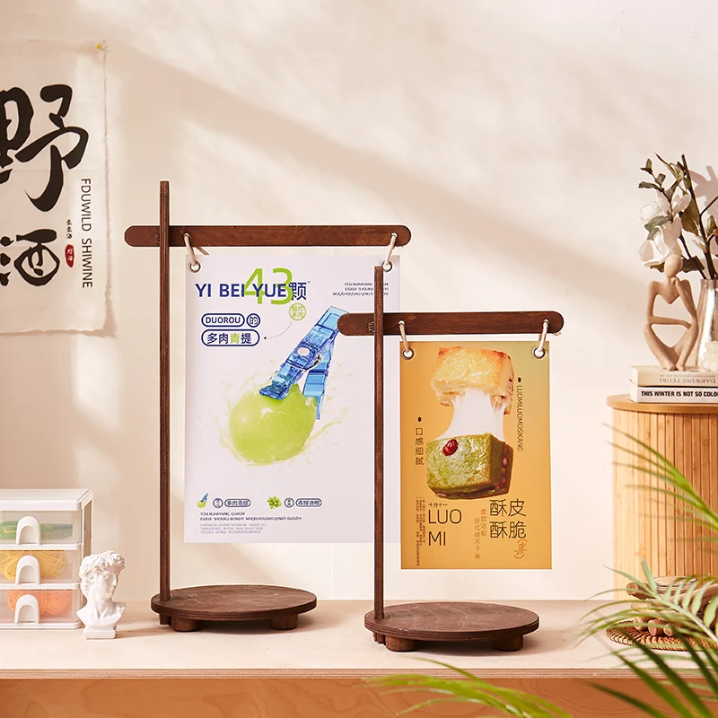 Desktop Poster Display Rack Sports Medal Commemorative Medal Display Milk Tea Shop Menu Solid Wood Display Frame Accessories
