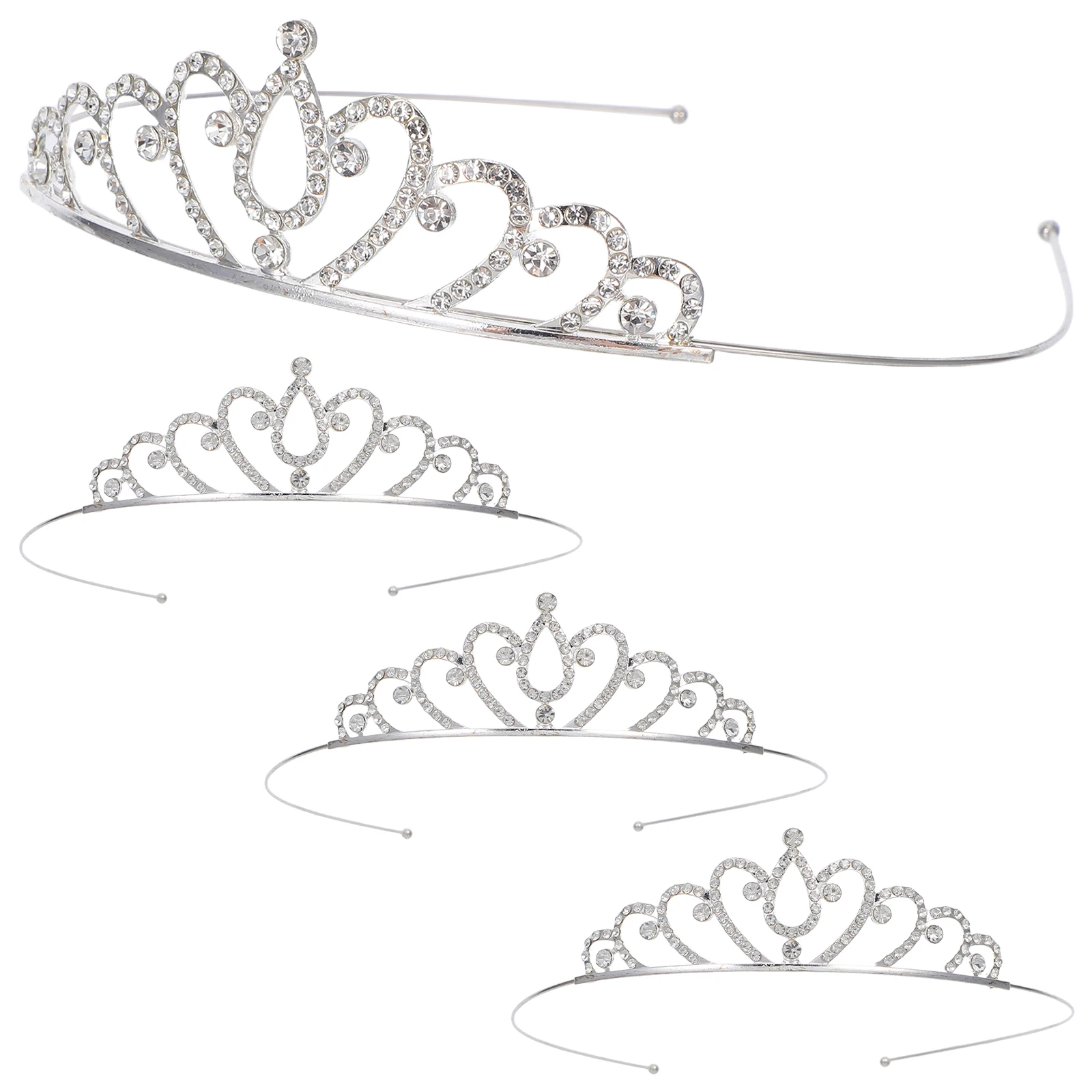 

4pcs Crown Headband Rhinestone Tiara Hair Band Kids Girls Dress Up Accessories Cosplay Party Performance Children'S Crown