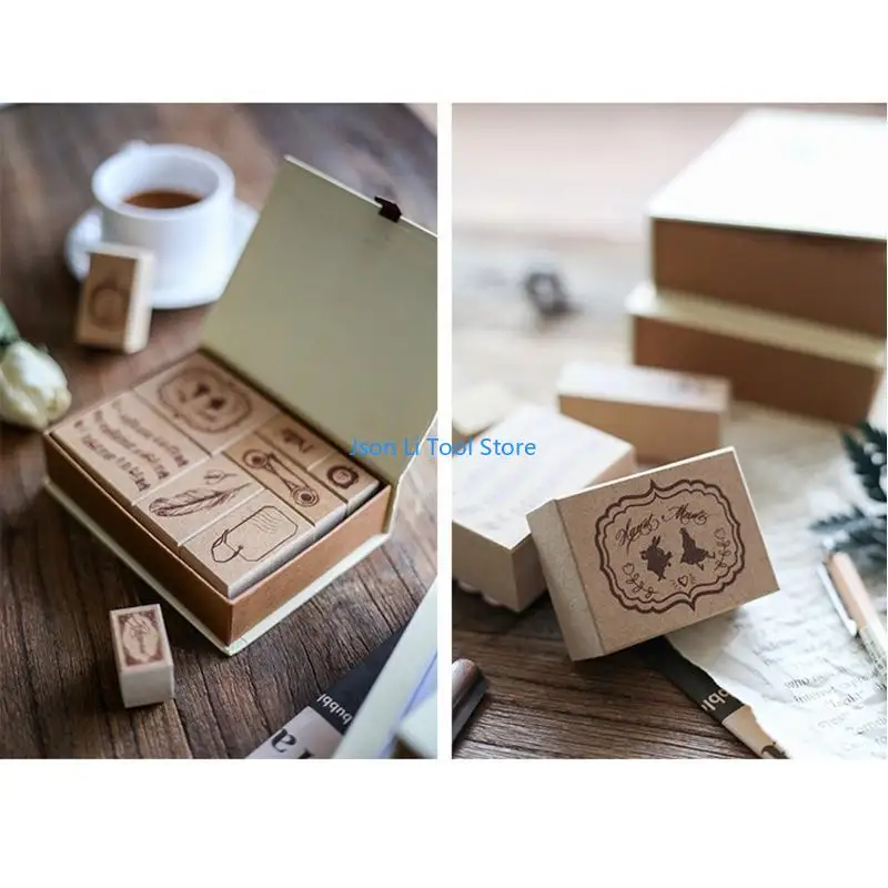 Sello madera retro vintage y08d para artesanías bricolaje tarjetas felicitación registro viajes decoración del