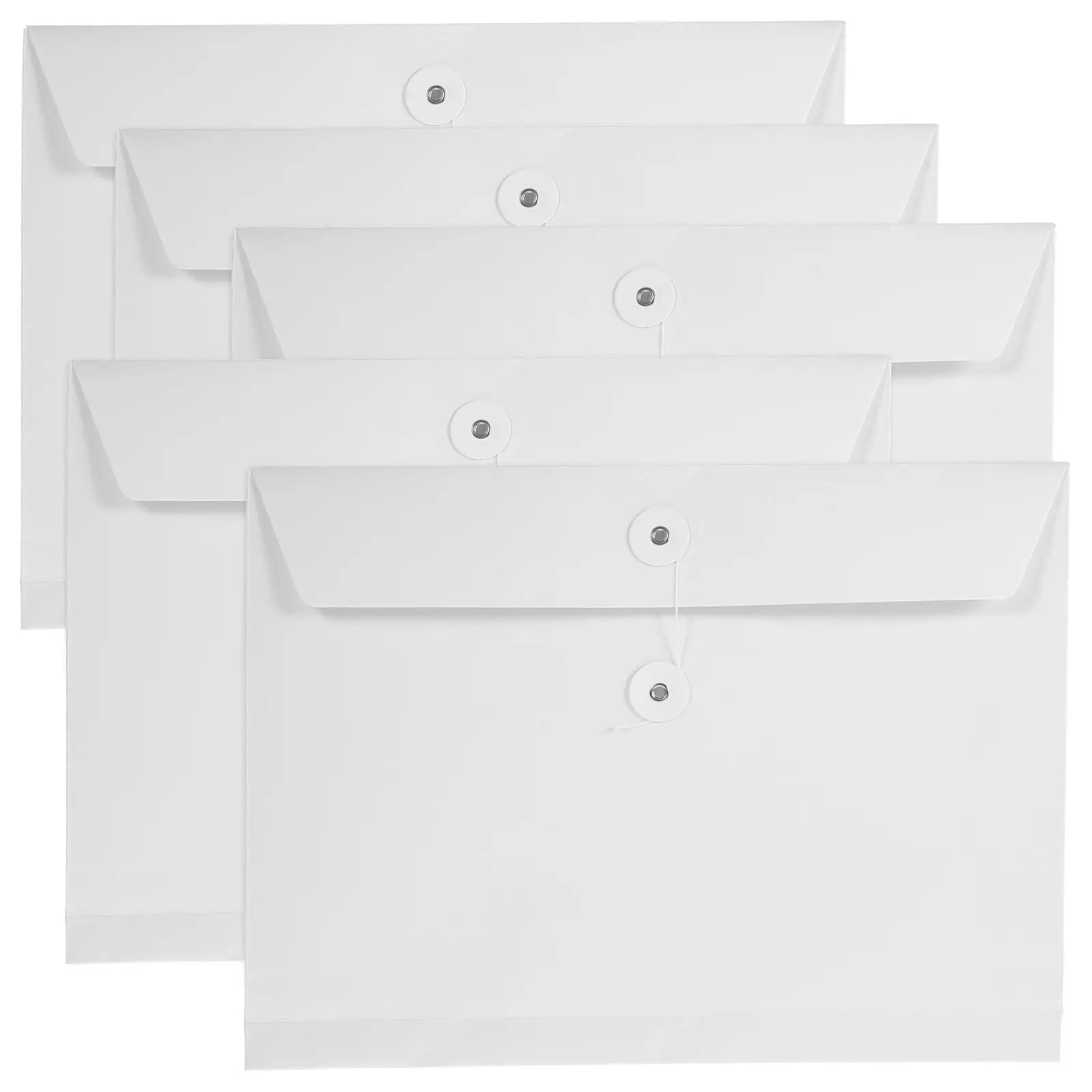 5 Pcs A4 Kraft Paper File Folder 34x25x4cm 250g String Button Document Bags for Paperwork Office School Practical