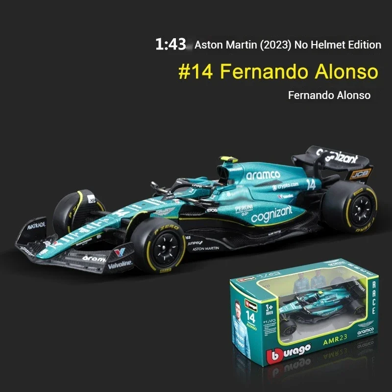 Carro Bburago 2024 1:43 Aston Martin Amr23 F1 # 14 # 18 Rb19 Las Vegas Racing Edition Diecast Model Alloy Car Model Coletar Presente