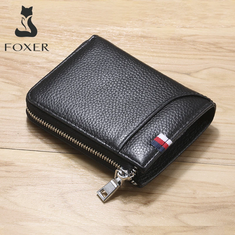 FOXER Unisex Men Genuine Leather Wallet Casual Card Holder Wallet Gift for Women