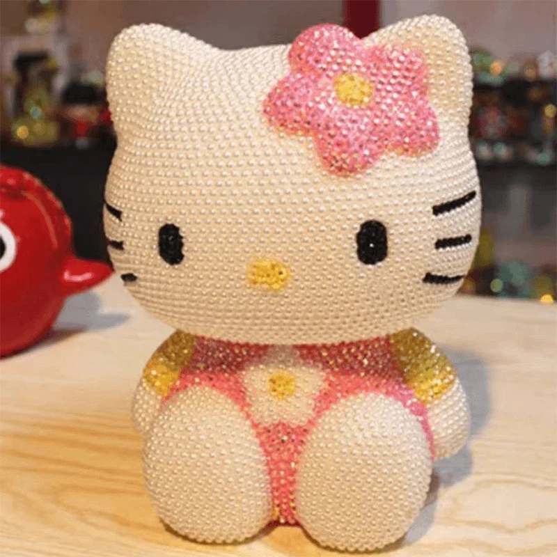 

Sanrio Kawaii Hello Kitty DIY Handmade Diamond Piggy Bank My Melody Kuromi Anime Cartoon Cute Exquisite Furniture Ornaments Doll