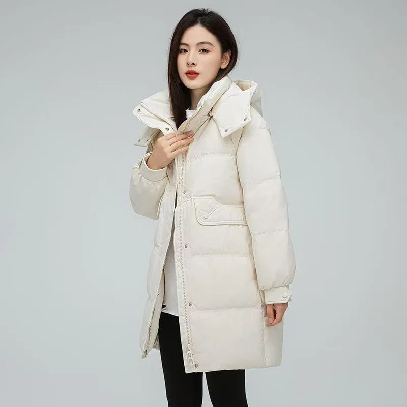 In 2024 Autumn And Winter New Down Jacket Women's Long Section New Clearance Special Detachable Cap Plus Velvet Thickening Coat
