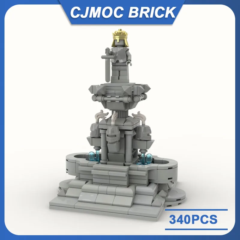 MOC 340pcs Building Blocks Statue with Medieval Fountain Model DIY Bricks Technology Creative Assembly Toys Kids Collector Gifts