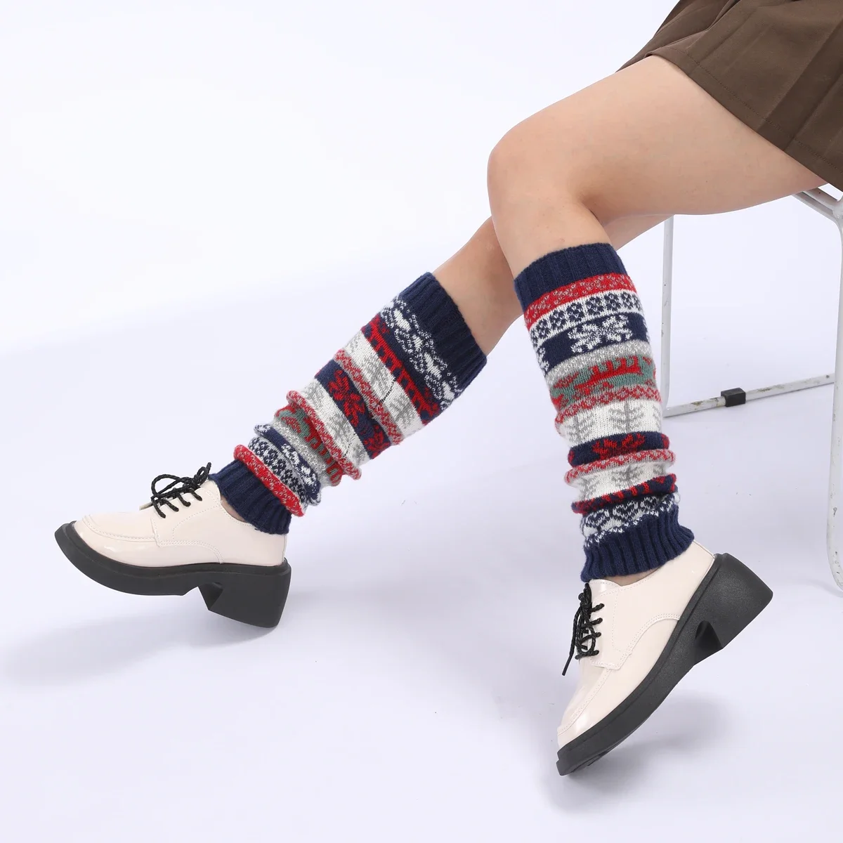 Wool Fabric Ladies Knitted Leg Warmers Colorful Christmas Style Cute Warm Daily Dating Party Use Gift First Choice