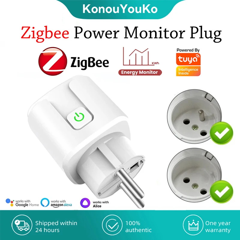 Tuya Energy Monitor EU Smart Plug Zigbee3.0 Socket Timing Smart Life APP Control Works with Alexa Google Assistant Need gateway