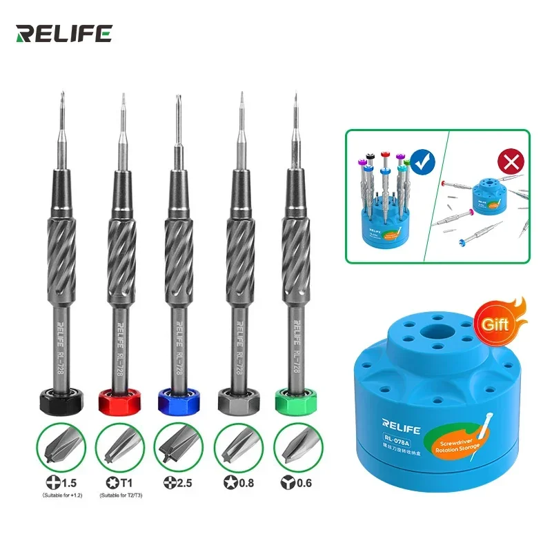 

RELIFE RL-728 Mobile Phone Laptops Repair Screwdriver Strong Magnetic Ddsorption Mute Bearing S2 Steel Gun Screwdriver