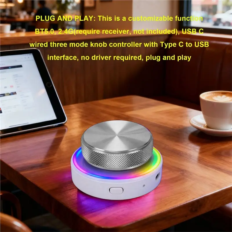 FULL-USB C Connection Digital Audio Customizable Knob Controller BT 5.0 Volume Control With RGB Light For Multimedia