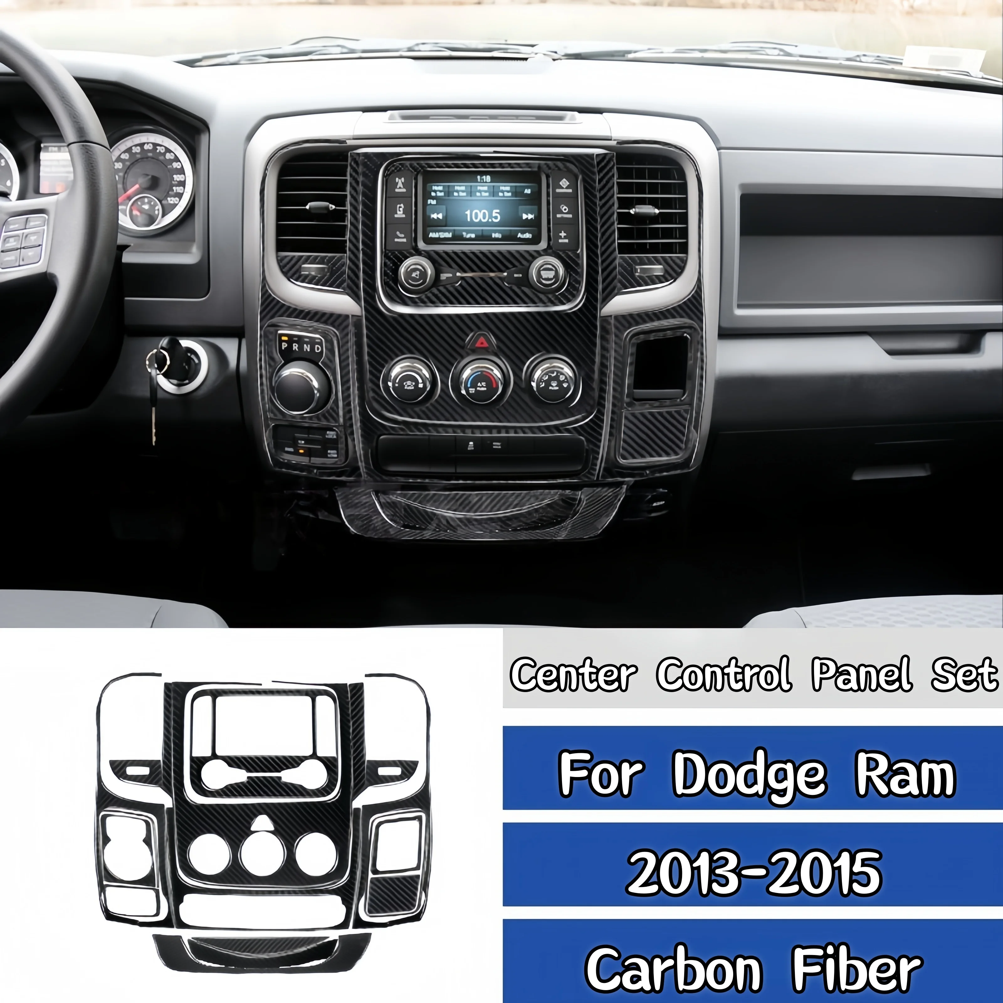 

For Dodge Ram 1500 2013-2018 Carbon Fiber Car Central Control CD Air Conditioning Panel Decor Cover Trim Stickers Accessories