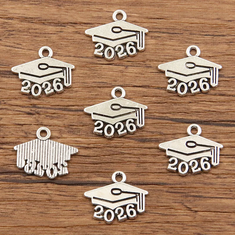 20Pcs Number 2024 2025 2026 Year Charms Letter Pendants Silver/Gold Color For DIY Handmade Metal Alloy Jewelry Making Accessorie