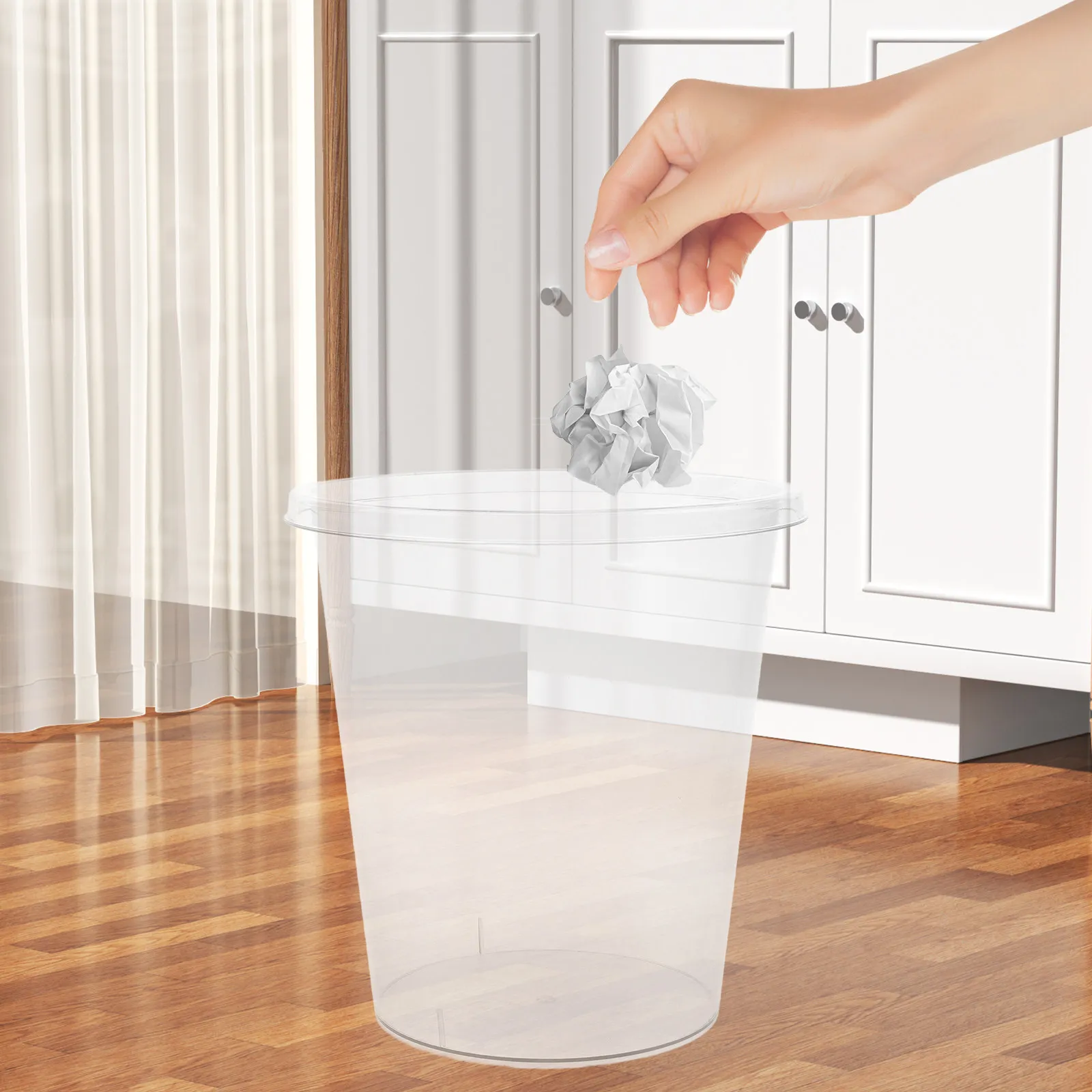 

Прозрачное пластиковое мусорное ведро с широким отверстием, простое в использовании, декоративное, для спальни и гостиной